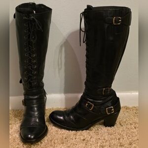 Belstaff Black Lace-Up Leather Boots